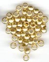 50 4x6mm Brushed Brass Round Metal Beads (3mm hole)